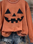 Women's Halloween Pumpkin Print Casual Long Sleeve Crew Neck Sweatshirt