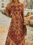 Casual Ethnic Crew Neck Dress With No