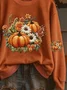Women's Halloween Print Casual Long Sleeve Crew Neck Sweatshirt