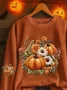 Women's Halloween Print Casual Long Sleeve Crew Neck Sweatshirt