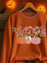 Women's Halloween Print Casual Long Sleeve Crew Neck Sweatshirt