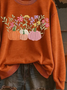 Women's Halloween Print Casual Long Sleeve Crew Neck Sweatshirt