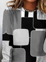 Casual Cotton Crew Neck Geometric Sweatshirt