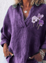 Women's Alzheimer's Purple Floral Casual Shirt