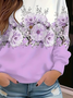 Women's Alzheimer's Purple Floral Casual Long Sleeve Crew Neck Sweatshirt