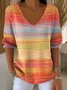 Women's Striped Pattern T-Shirt Retro Elegant Autumn Style Daily Casual Top