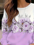 Women's Alzheimer's Purple Floral Casual Long Sleeve Crew Neck Sweatshirt
