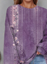 Crew Neck Printing Floral Casual Sweatshirt
