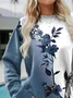 Crew Neck Casual Printing Floral Sweatshirt