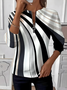 Women's Artistic Stripe Design Everyday Long Sleeve Center Front Zip Sweatshirt