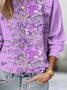 Women's Floral Print Casual Crew Neck Long Sleeve Sweatshirt