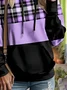 Women's Plaid Colorblock Print Casual Long Sleeve Hooded Sweatshirt