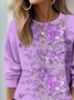 Women's Floral Print Casual Crew Neck Long Sleeve Sweatshirt