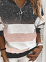 Women's Abstract Print Casual Long Sleeve Zipper Sweatshirt