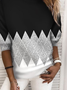 Women's Abstract Print Casual Long Sleeve Crew Neck Sweatshirt