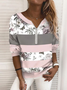 Women's Floral Print Casual Long Sleeve Zipper Sweatshirt