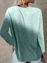 Women's Long Sleeve T-shirt Spring/Fall Green Ombre Printing Jersey Crew Neck Daily Going Out Casual Top