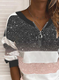 Women's Abstract Print Casual Long Sleeve Zipper Sweatshirt
