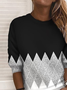 Women's Abstract Print Casual Long Sleeve Crew Neck Sweatshirt
