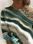 Women's Abstract Print Casual Long Sleeve Crew Neck Sweatshirt