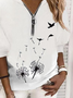 Women's Floral Print Casual Long Sleeve Zipper Sweatshirt