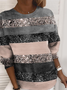 Women's Abstract Print Casual Long Sleeve Crew Neck Sweatshirt