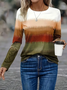 Women's Long Sleeve T-shirt Spring/Fall As Picture Abstract Printing Jersey Crew Neck Daily Going Out Casual Top
