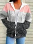Women's Colorblock Printed Casual Long Sleeve Zipper Hooded Sweatshirt Jacket