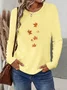 Women's Long Sleeve T-shirt Spring/Fall Yellow Maple Leaf Printing Jersey Crew Neck Daily Going Out Casual Top