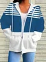Women's Abstract Print Casual Long Sleeve Zipper Hooded Sweatshirt Jacket