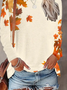 Women's Long Sleeve T-shirt Spring/Fall Apricot Maple Leaf Printing Jersey Crew Neck Daily Going Out Casual Top