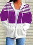 Women's Abstract Print Casual Long Sleeve Zipper Hooded Sweatshirt Jacket