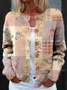Vintage Love Art Print Buttoned Cardigan Sweater