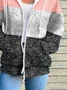 Women's Colorblock Printed Casual Long Sleeve Zipper Hooded Sweatshirt Jacket