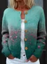 Women's Floral Pattern Art Print Button Cardigan Sweater