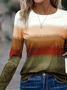 Women's Long Sleeve T-shirt Spring/Fall As Picture Abstract Printing Jersey Crew Neck Daily Going Out Casual Top