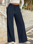 Women's  Elastic Waist H-Line Wide Leg Pants Daily Going Out Pants Deep Gray Casual Split Joint Plain Spring/Fall Pants