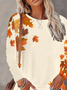 Women's Long Sleeve T-shirt Spring/Fall Apricot Maple Leaf Printing Jersey Crew Neck Daily Going Out Casual Top