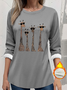 Women's Thickened Pullover Giraffe Pattern Casual Comfort Long Sleeve Crew Neck Regular Fit Top