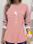 Women's Thickened Pullover Dragonfly Pattern Casual Comfort Long Sleeve Crew Neck Regular Fit Top