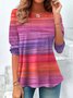 Regular Fit Crew Neck Casual Ombre T-Shirt