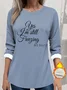 Women's Thickened Pullover Lettering Pattern Casual Comfort Long Sleeve Round Neck Regular Top
