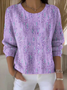 Regular Fit Crew Neck Plants Casual Sweater