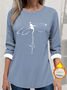 Women's Thickened Pullover Dragonfly Pattern Casual Comfort Long Sleeve Crew Neck Regular Fit Top
