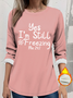 Women's Thickened Pullover Lettering Casual Comfort Long Sleeve Round Neck Regular Top