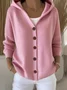 Women Casual Plain Spring/Fall Hoodie Long Sleeve Cardigan