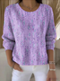 Regular Fit Crew Neck Plants Casual Sweater