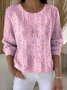 Regular Fit Crew Neck Plants Casual Sweater