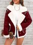 Fashion lapel plush jacket winter warm casual coat Quilted iacket