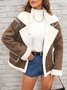 Fashion lapel plush jacket winter warm casual coat Quilted iacket